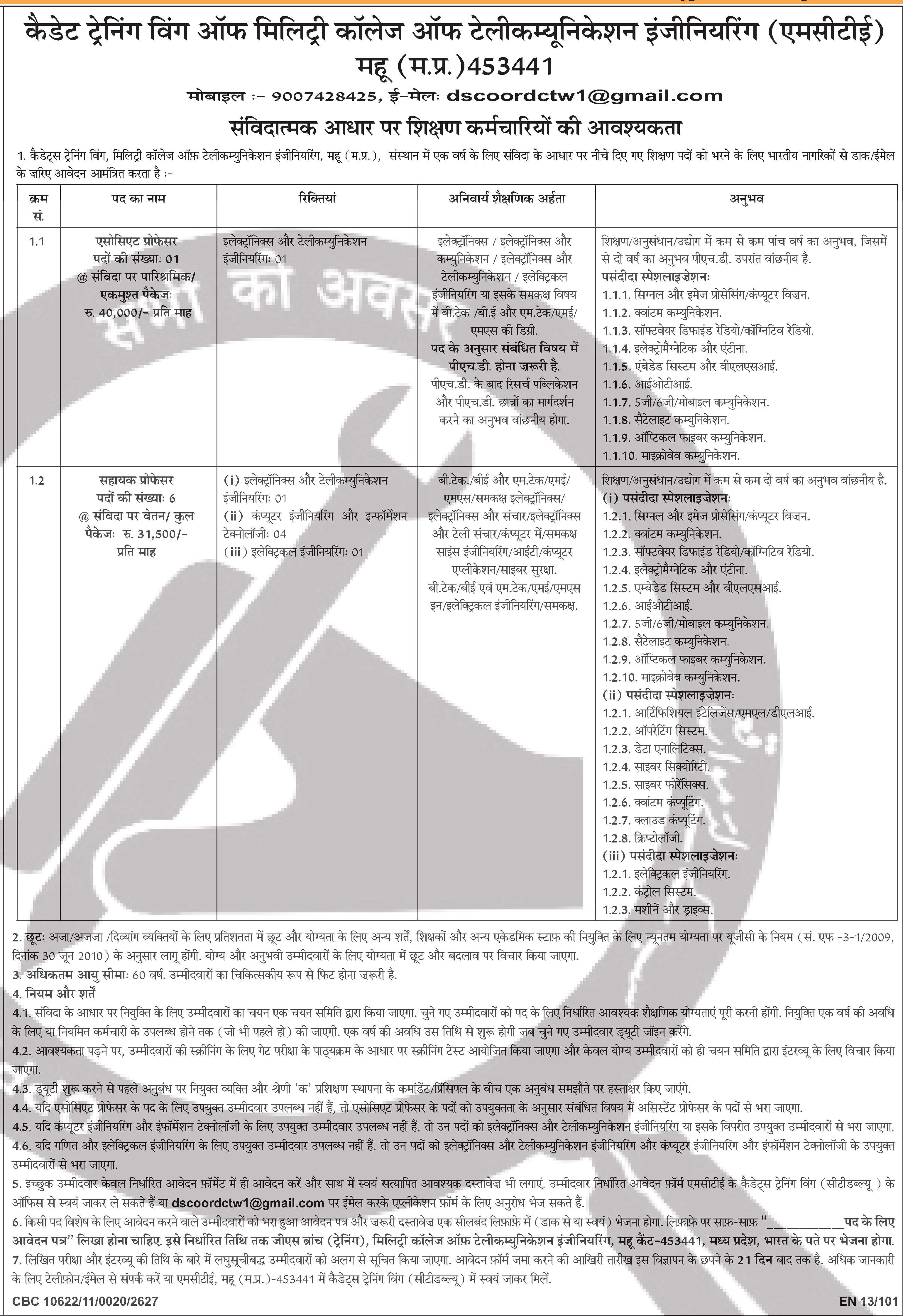 Research Positions at Central Institute for Research on Cotton Technology — official Employment News notification