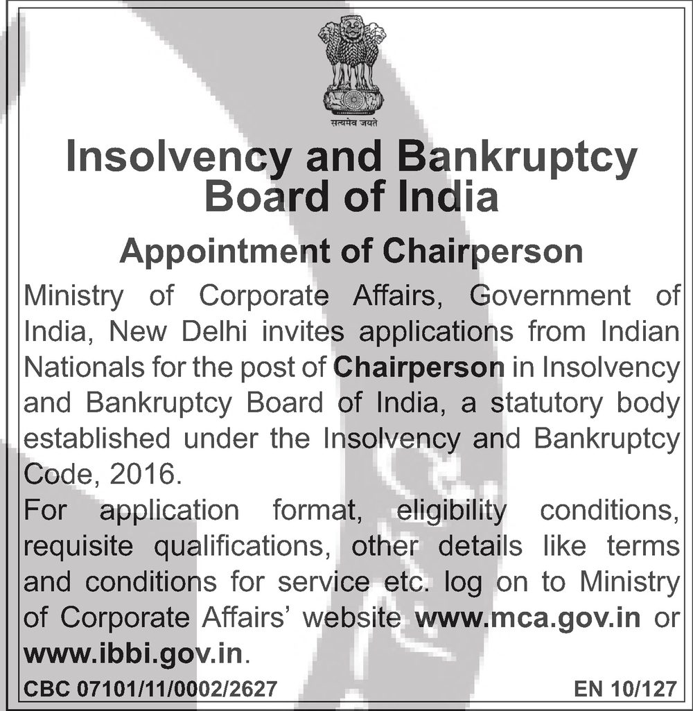 IBBI Recruitment 2026 — Chairperson — official Employment News notification (CBC 07101/11/0002/2627; EN 10/127)